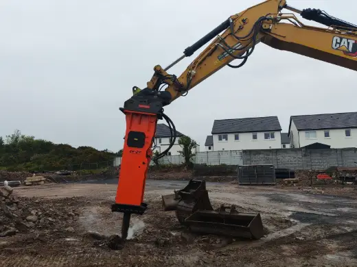 NPK breaker working site rock on an excavator