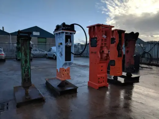 Rock breakers of three different makes in for service