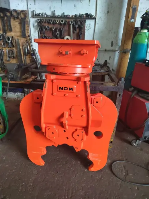NPK breaker stripped for rebuild in the workshop