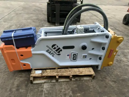 GB hydraulic breaker on the pallet before dispatch