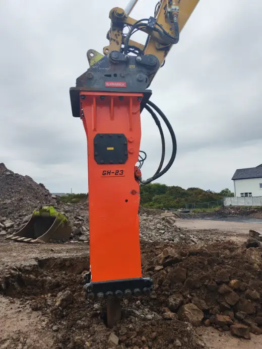 NPK GH-23 hydraulic breaker fitted to an excavator