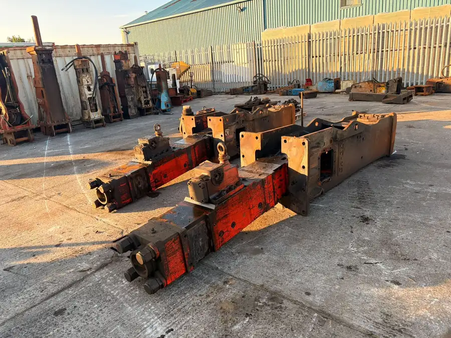 Rock breaker bodies stripped down for rebuild in the yard at Ballyclare