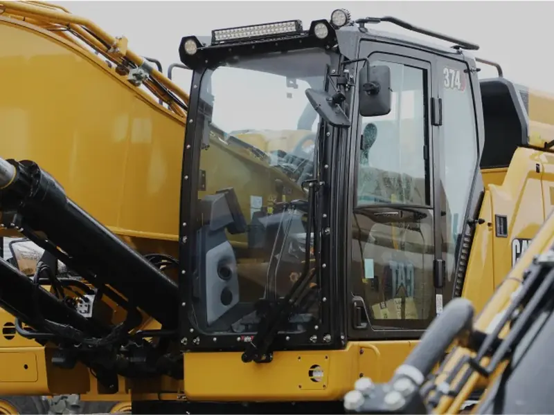 XploSafe certified safety shield fitted to an excavator cab